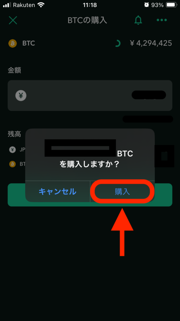 内容に誤りがなければ「購入」をタップ