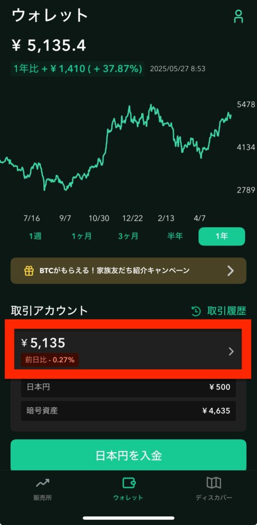 画面の赤枠をタップ